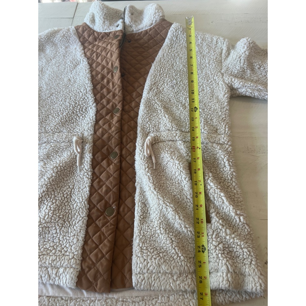 BKE Women's Sherpa Fleece Quilted Utility Jacket Cream Brown Size Medium - Picture 5 of 9